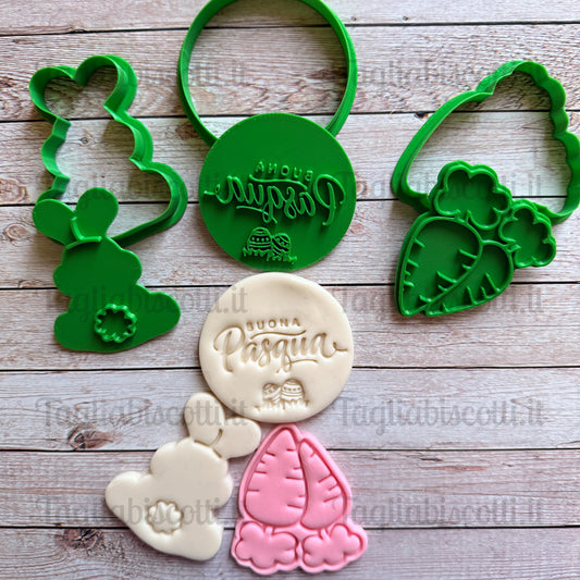 Set Tagliabiscotti per Torta Pasquale mod.2 diametro 20 cm “Buona Pasqua” – Coniglietti e Carote