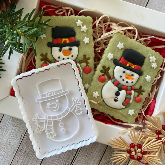 Snowman with wavy frame - Christmas - Cookies Cutter - Mold - Cookie mold or cake decoration