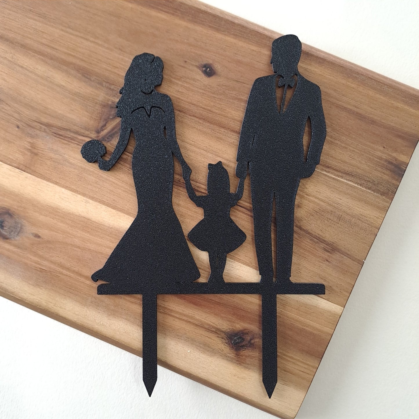Cake Topper - Bride and groom with little girl - Wedding - 15cm