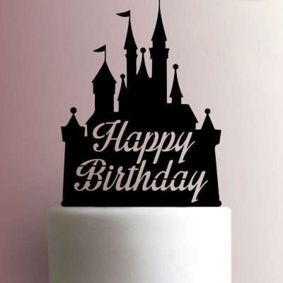 Cake Topper - Castello con scritta Happy Birthday - 15cm