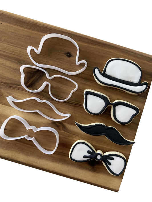 Set emporte-pièce fête des pères - Chapeau - Lunettes - Moustache - Noeud papillon - Emporte-pièce - Emporte-pièce